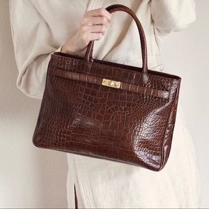 Italian Leather Embossed Handbag